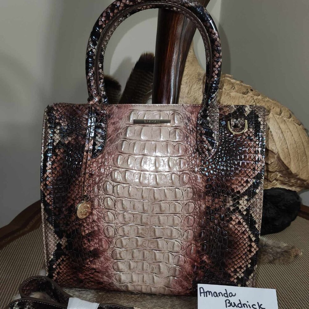 Brahmin Diamondback Caroline Satchel Snake Handbag NEW